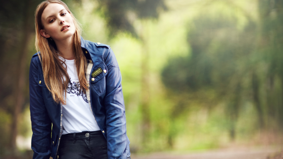 Model in Barbour Jacket